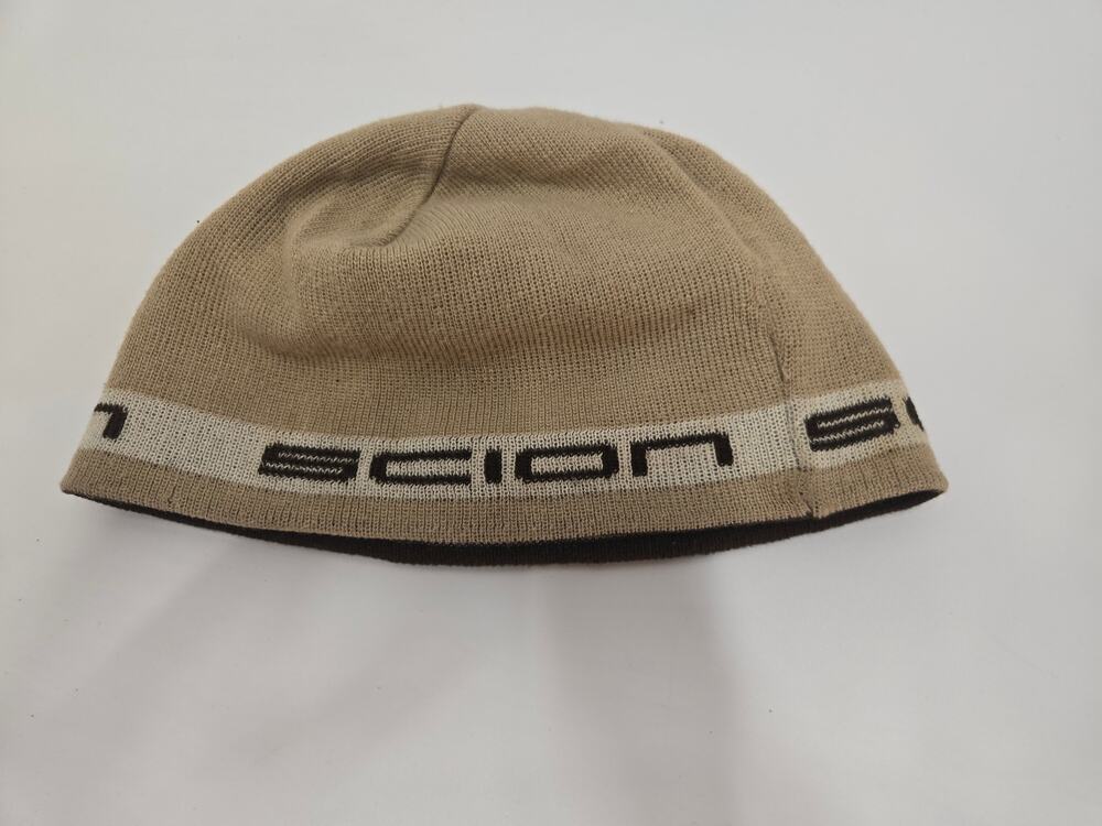 Scion Reversible Beige Brown Logo Knit Beanie Automotive Car Winter Hat